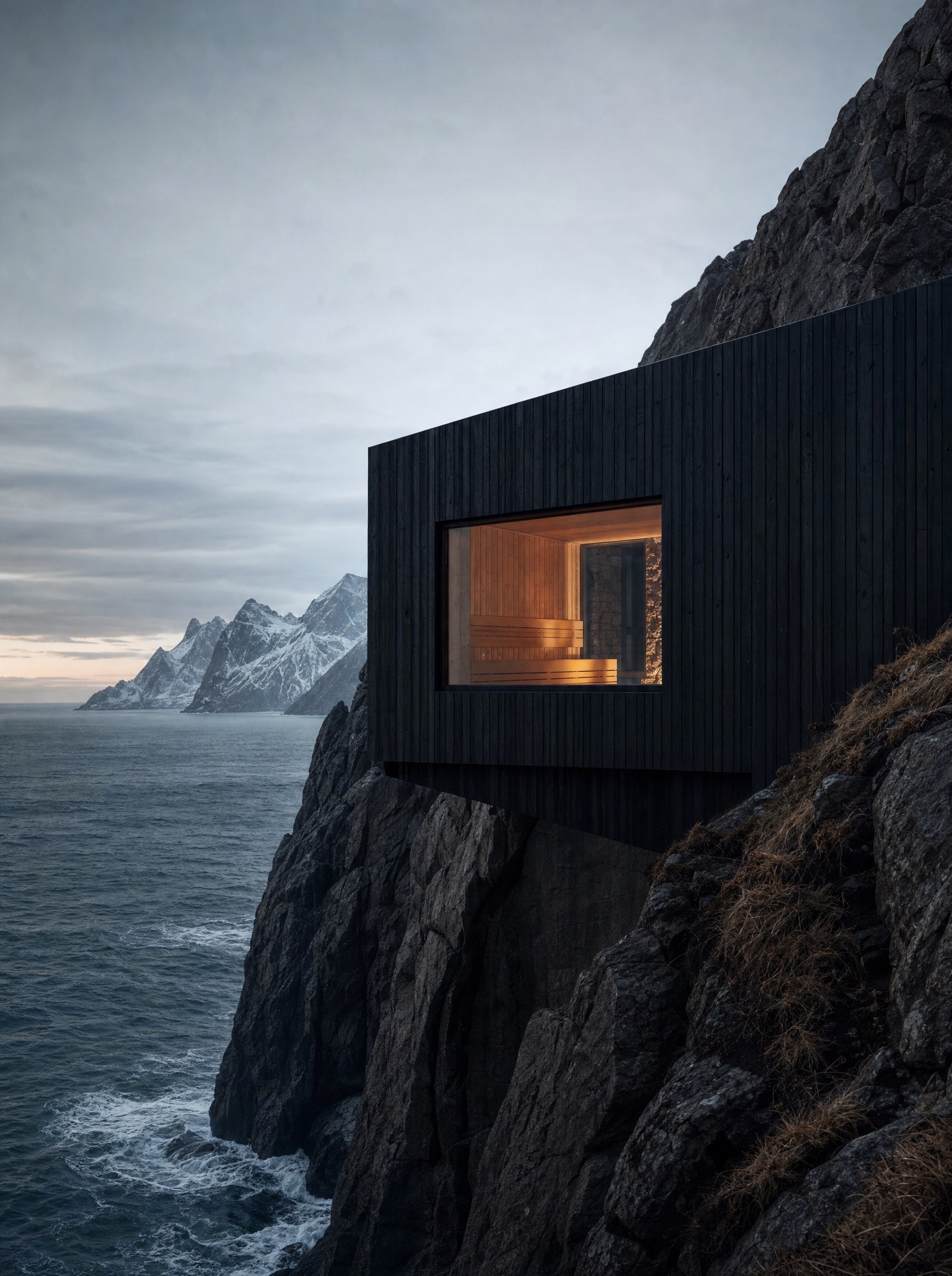 GLØD Lofoten — cliffside sauna above the Arctic sea
