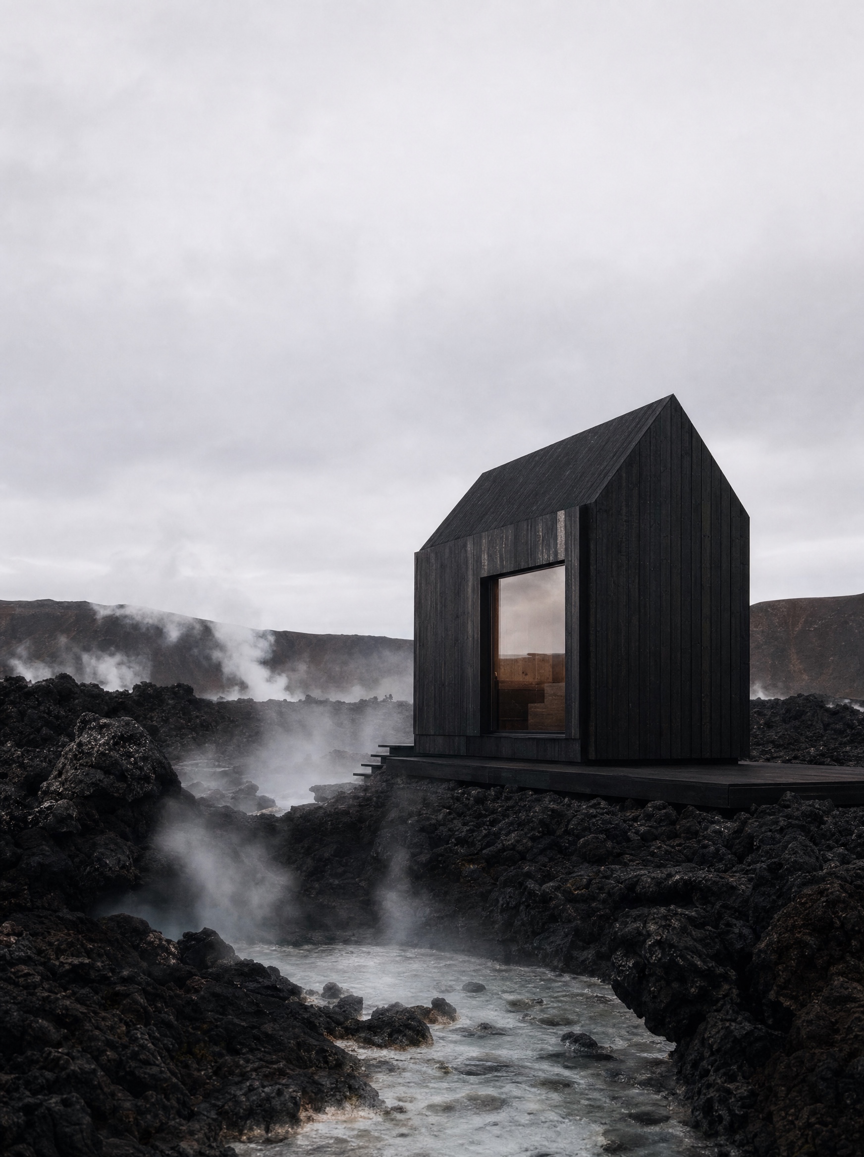 GLØD Reykjanes — geothermal sauna on a black lava field