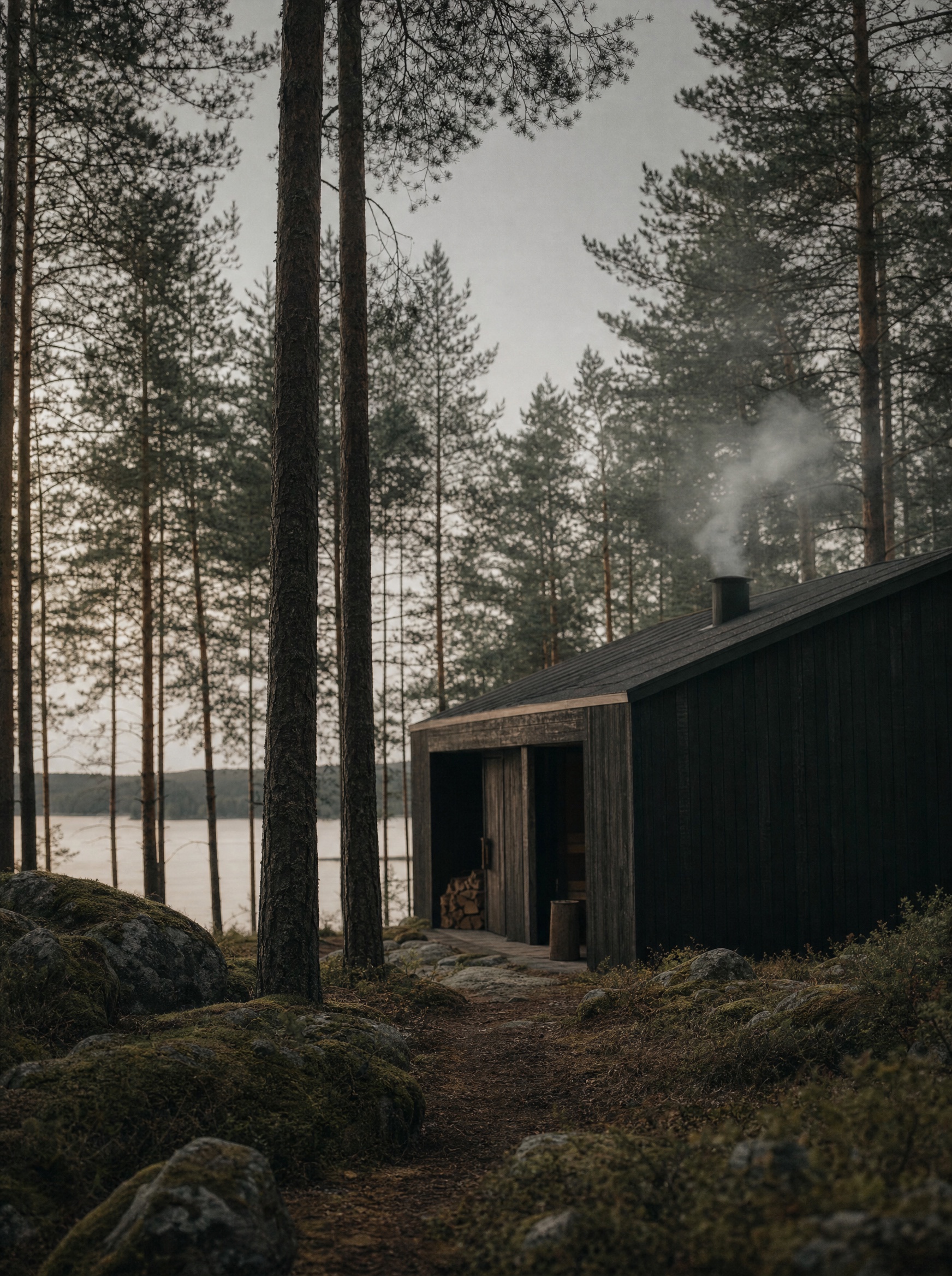 GLØD Saimaa — smoke sauna among lakeland pines