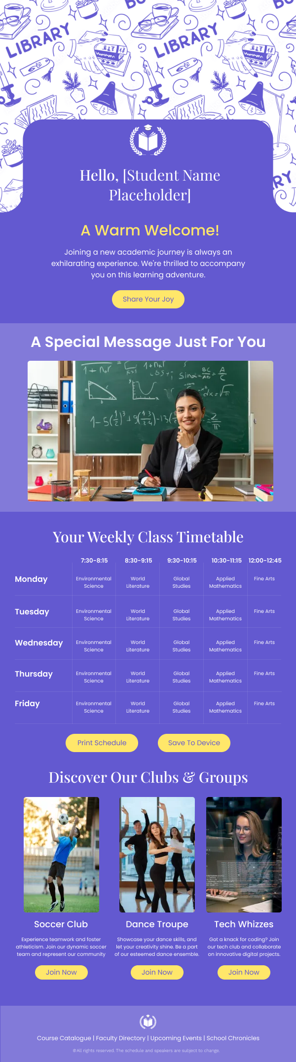 Education-Weekly Class Timetable
