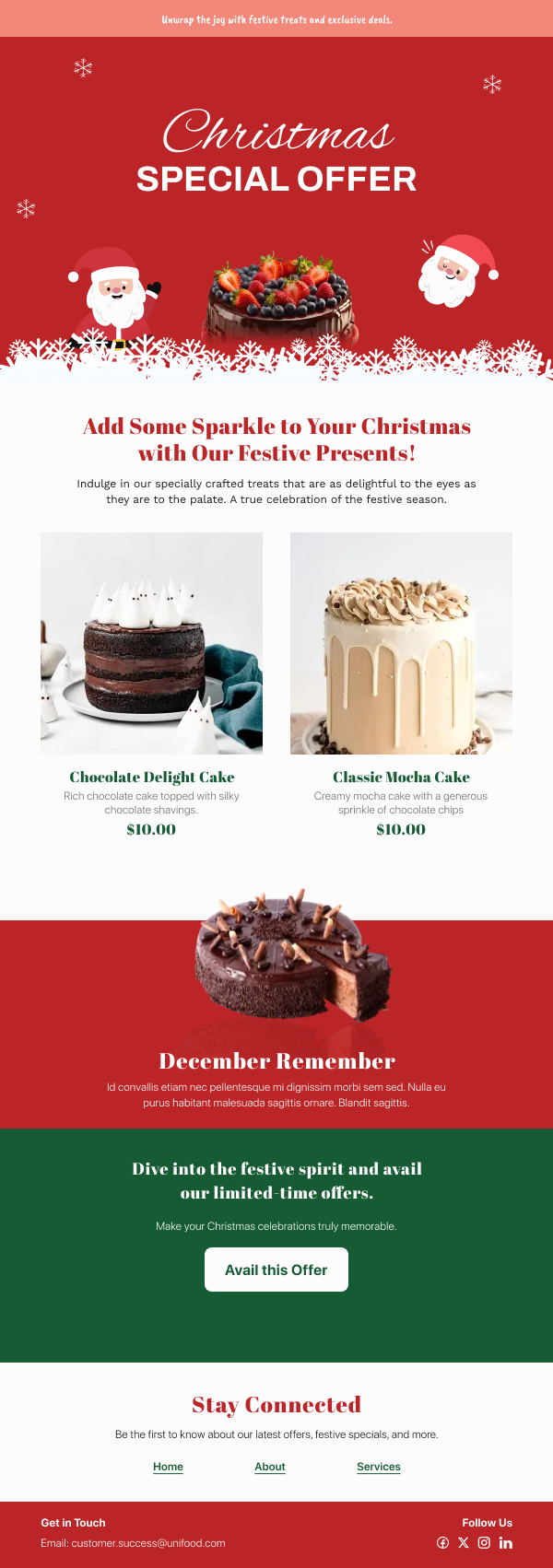 Restaurant-Special Offers On Cakes