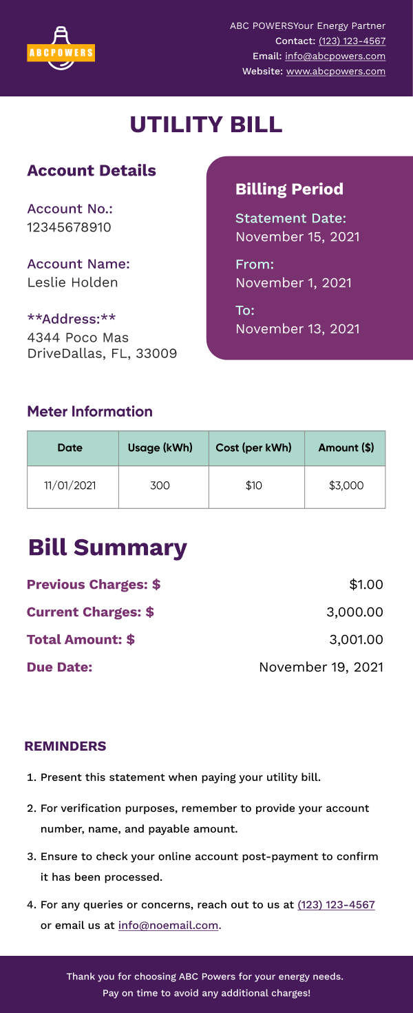 SaaS-Utility Bill